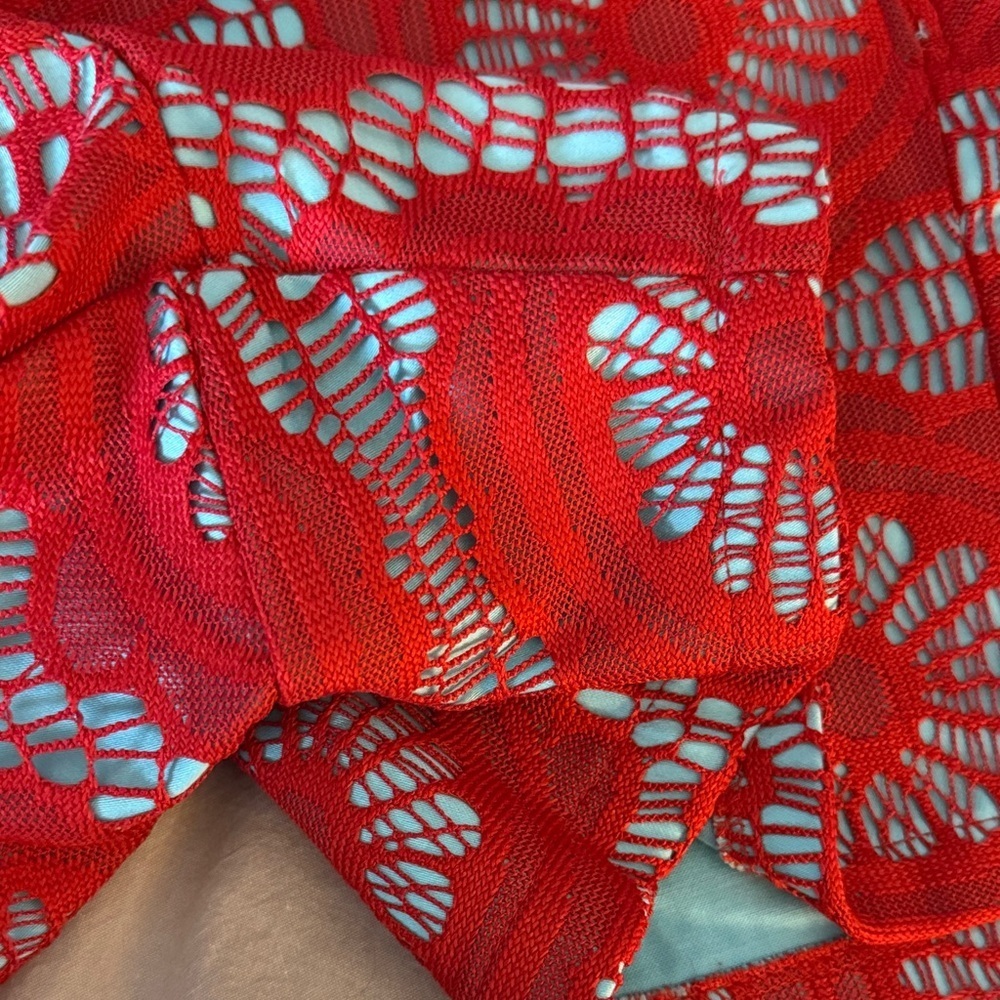 Judith March Red Lace Crochet Shorts light Blue Lining Medium Boutique - Picture 7 of 7